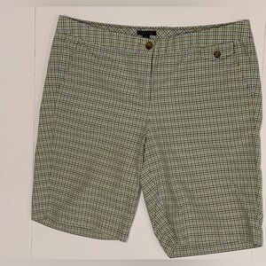 Wms Tommy Hilfiger Bermuda Chino Board Plaid Shorts Green Brown Blue Size 14
